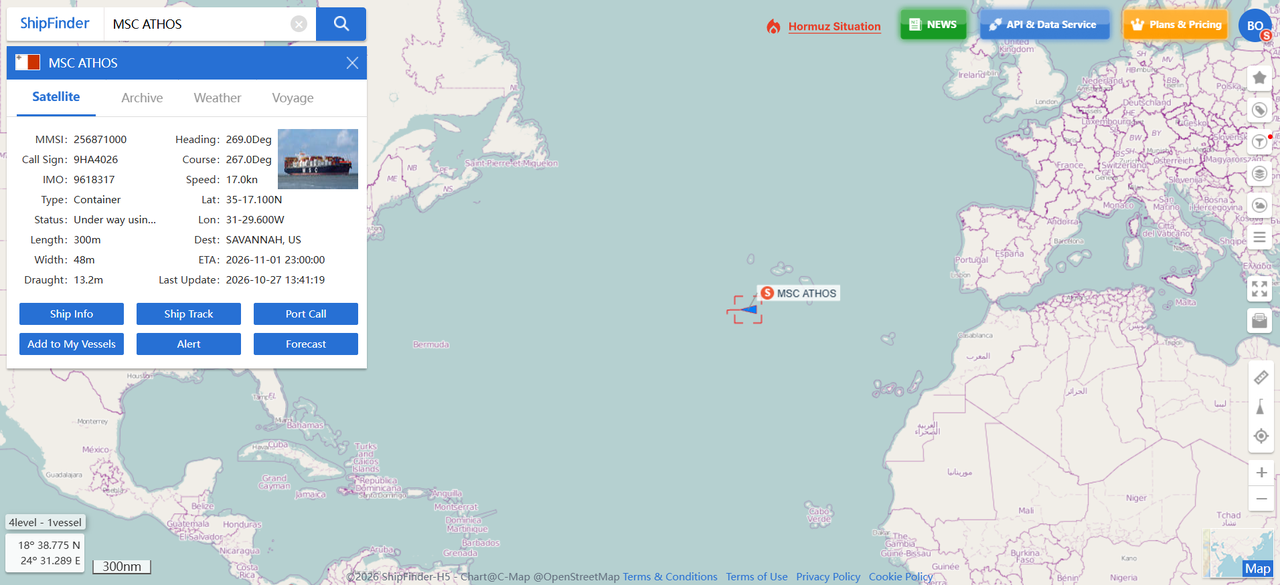 Real-time MSC Ship Tracking