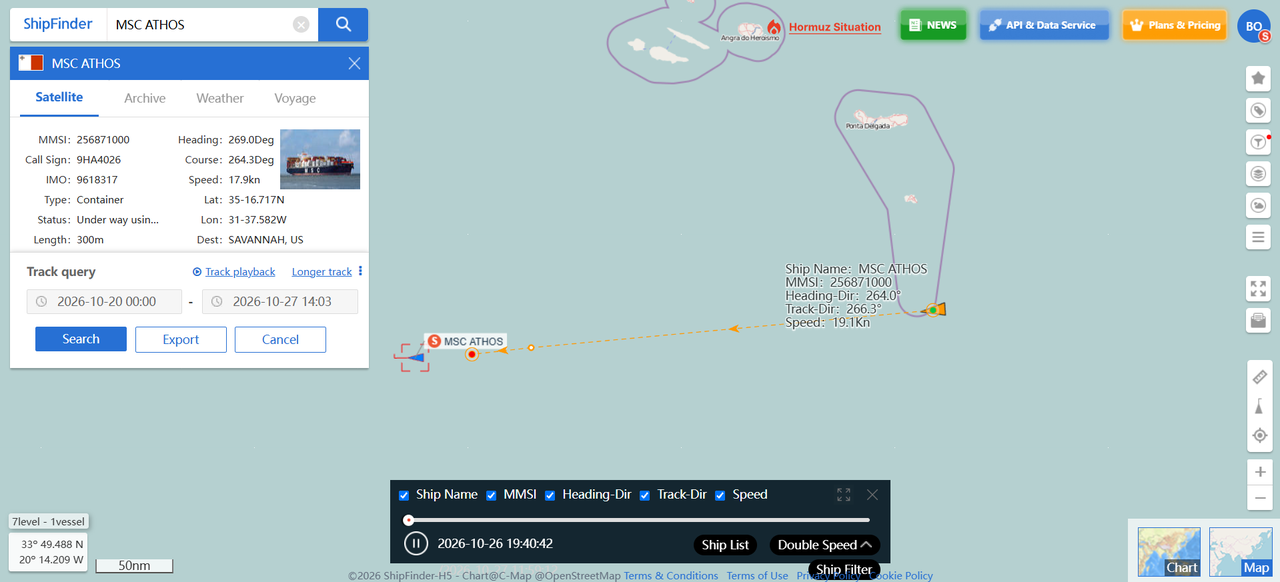 MSC Vessel Track Playback
